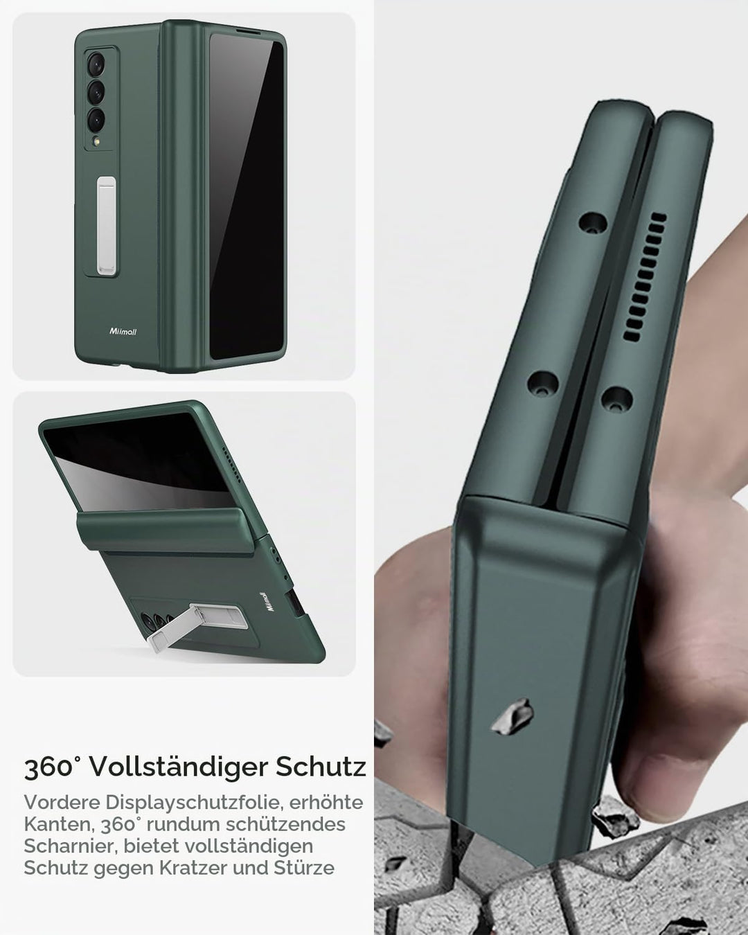 Miimall Kompatibel mit Samsung Galaxy Z Fold 3 Hülle mit Displayschutz Anti-Peeping+Magnetischer Sch