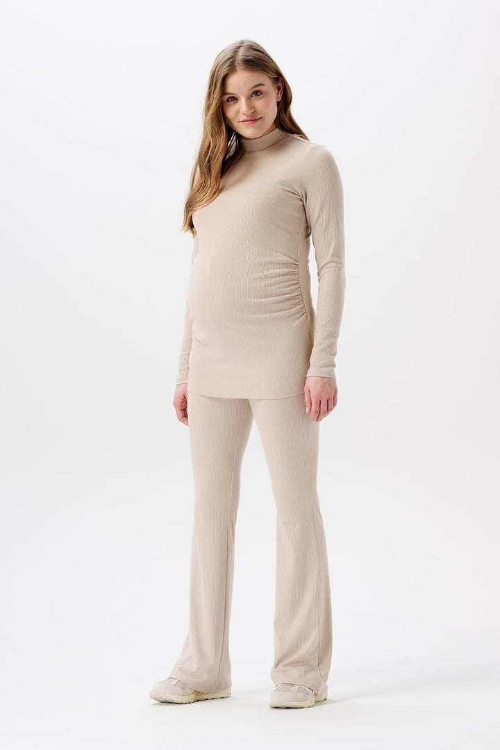 Noppies Damen Heja Flared Rib Pants OTB Jeans S Light Sand - N147, S Light Sand - N147