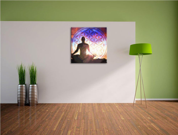 anmutige Blume des Lebens, Format: 70x70 auf Leinwand, XXL riesige Bilder fertig gerahmt mit Keilrah