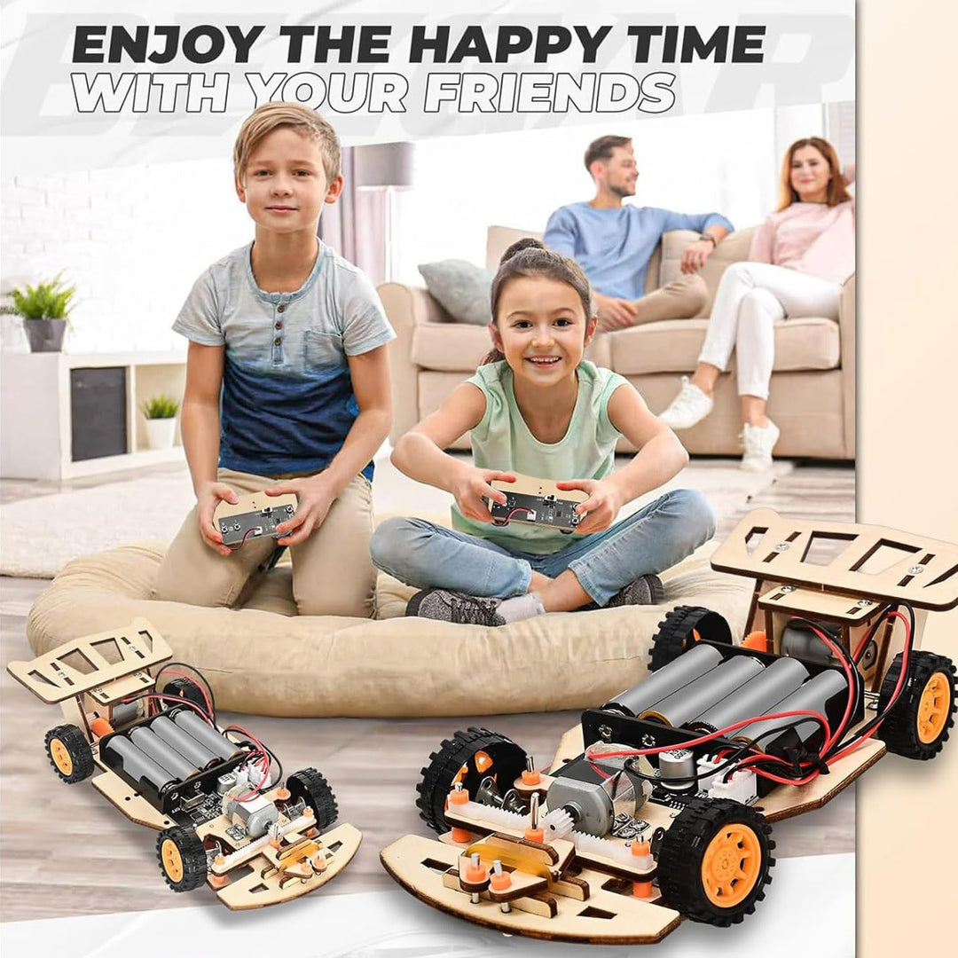 3D Holzpuzzle für Kinder, ferngesteuertes Auto mit Self-Centering Steering - Holzbauset zum Basteln