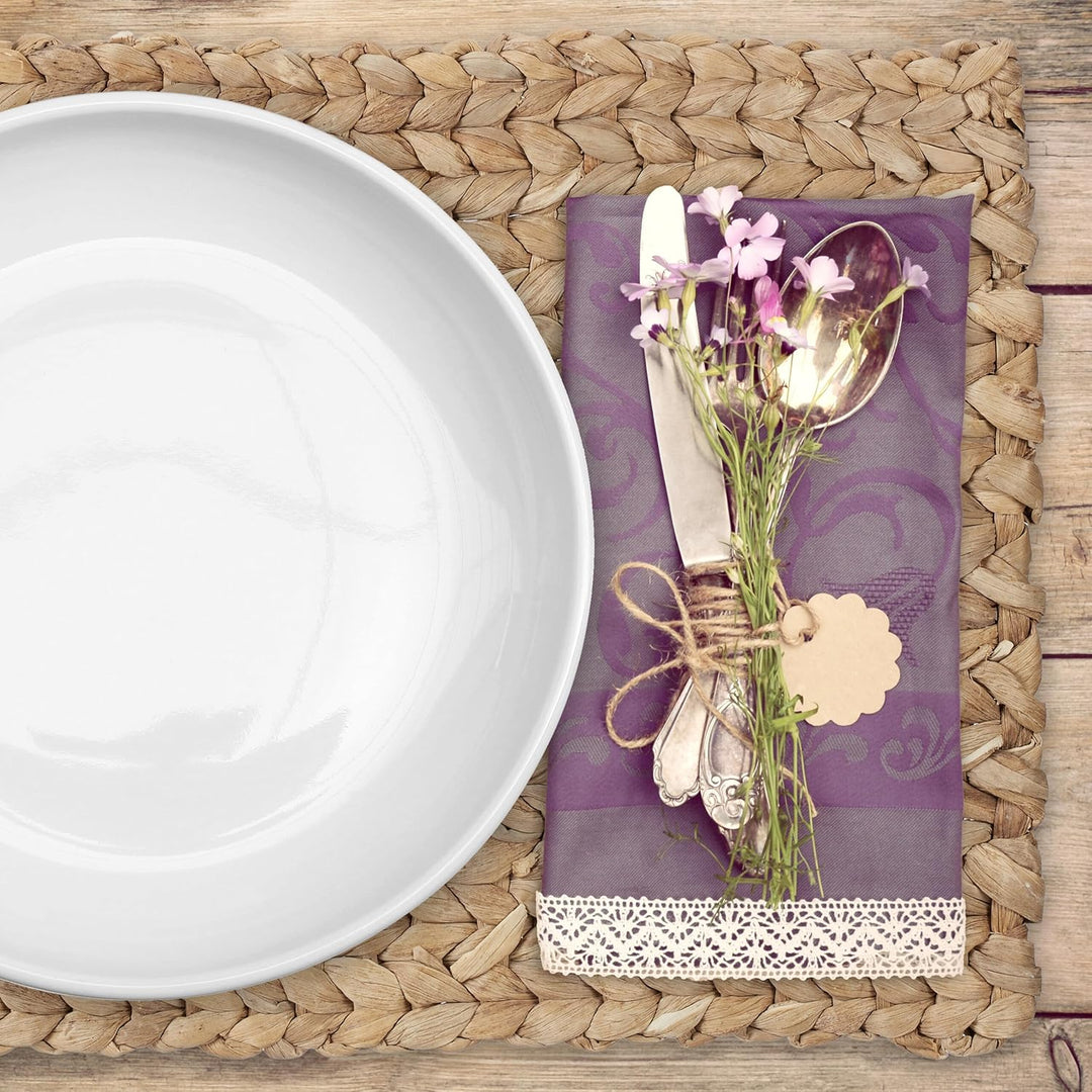Relaxdays Tischset, 6er Set, geflochtenes Design, Wasserhyazinthe, Platzset, HxBxT: 1,5 x 42 x 30 cm