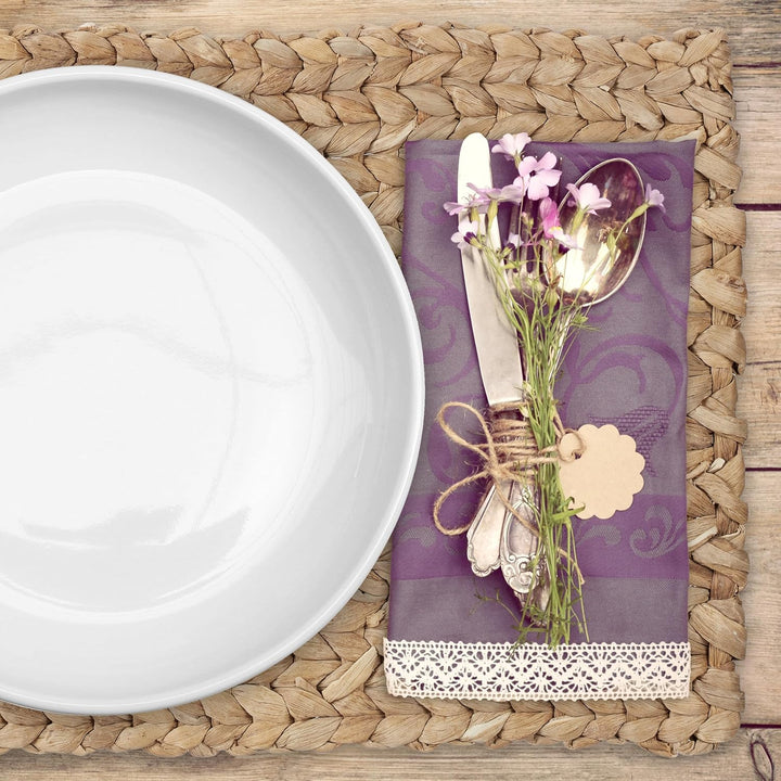 Relaxdays Tischset, 6er Set, geflochtenes Design, Wasserhyazinthe, Platzset, HxBxT: 1,5 x 42 x 30 cm