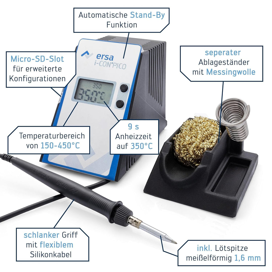 ERSA i-CON PICO Lötstation 80 Watt 150-450°C Digitale Lötstation mit ultraleichtem und ergonomischem