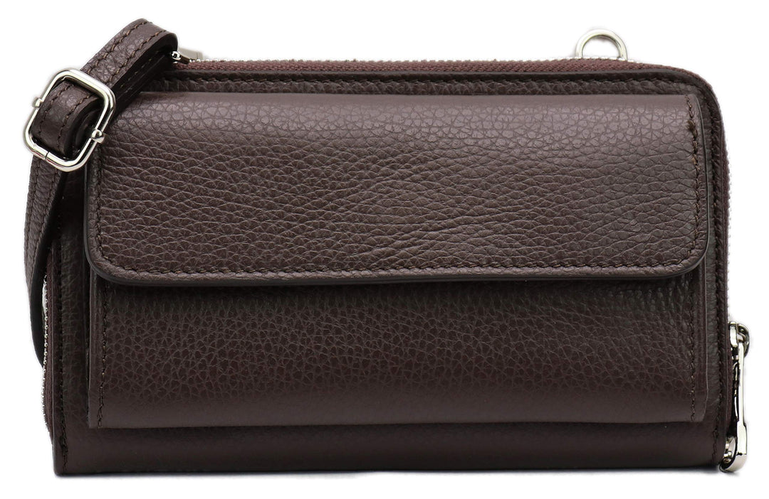 SH Leder Damen Handytasche Umhängetasche Geldbörse Multifunktion Beutel aus Echtleder Verstellbar Sc