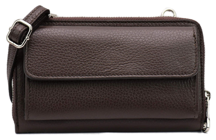 SH Leder Damen Handytasche Umhängetasche Geldbörse Multifunktion Beutel aus Echtleder Verstellbar Sc