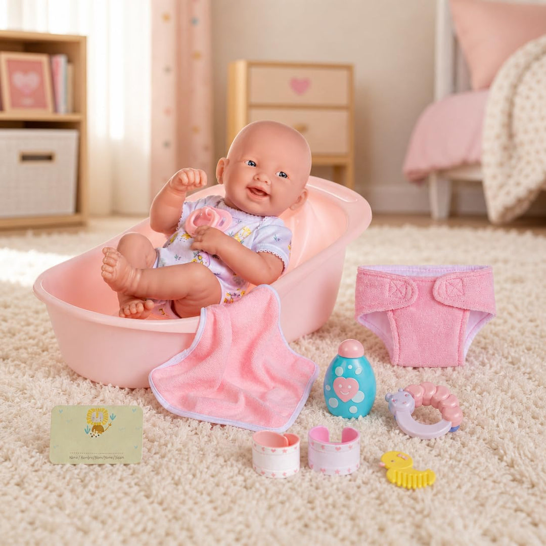 JC Toys 18570 - Puppe Newborn+Bad, 36 cm