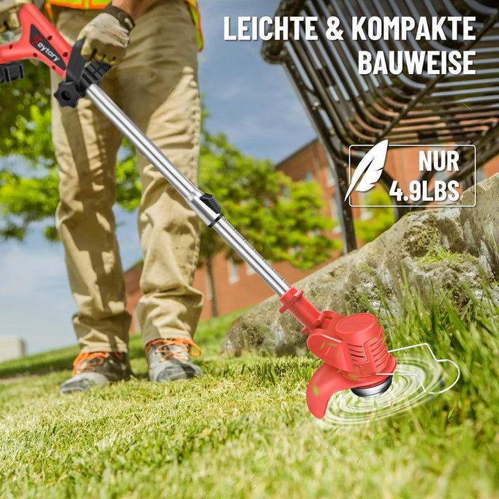 Akku Rasentrimmer mit Akku 21V Freischneider mit 2 Batterien, Akku Motorsense &amp; Rasentrimmer Rasen m
