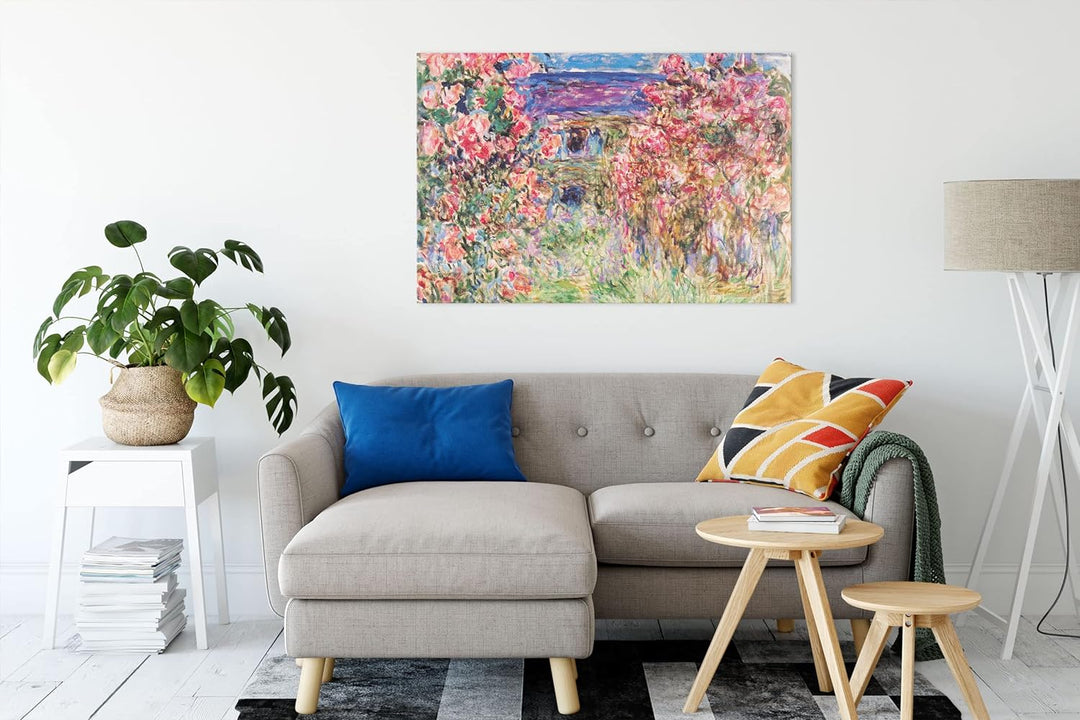 Generisch Claude Monet - Das Haus in den Rosen als Leinwandbild / Grösse: 100x70 cm / Wandbild / Kun