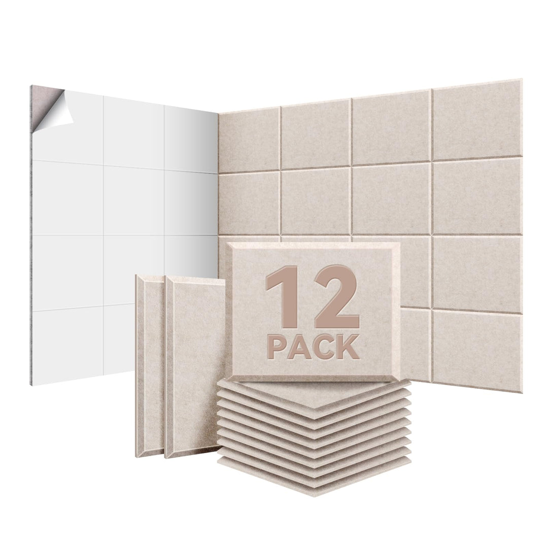 12 Stück Akustikplatten selbstklebend, Abdeckung 1.44㎡, 30*40*0.9cm, Schallschutz & Schalldämmung fü