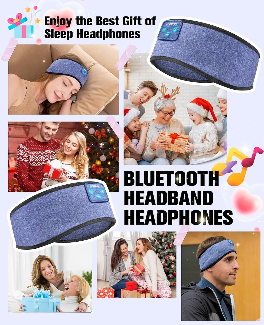 Voerou Bluetooth Schlafkopfhörer, Blue