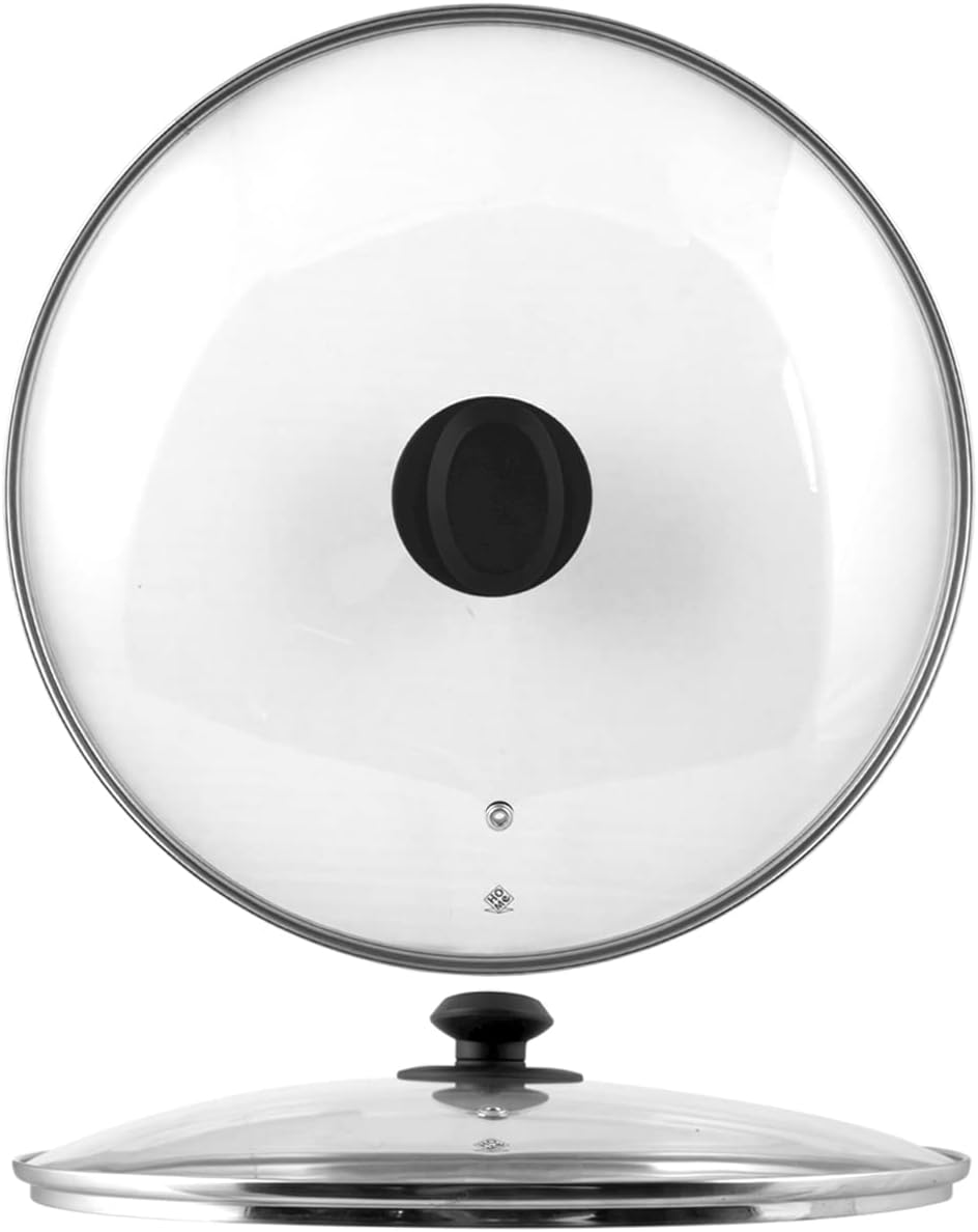 Home Deckel mit Rand aus Edelstahl, Kunststoff/Glas, Transparent/Schwarz, 38 cm