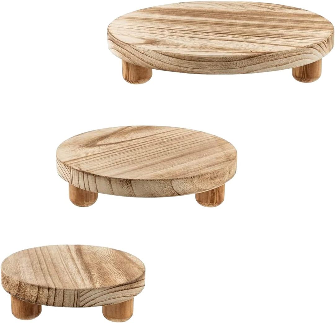 mumisuto Holz Blumenhocker,3 Stück Rund Holz-Topfpflanzenständer Blumenständer Hocker,Blumentopfstän