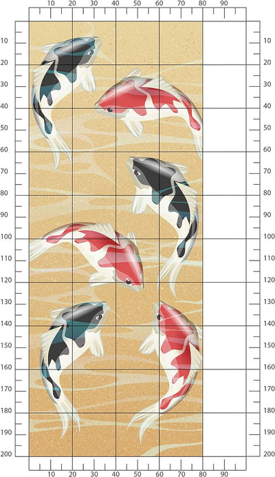 wandmotiv24 Türtapete japanische koi fische 80 x 200cm (B x H) - Dekorfolie selbstklebend Sticker fü