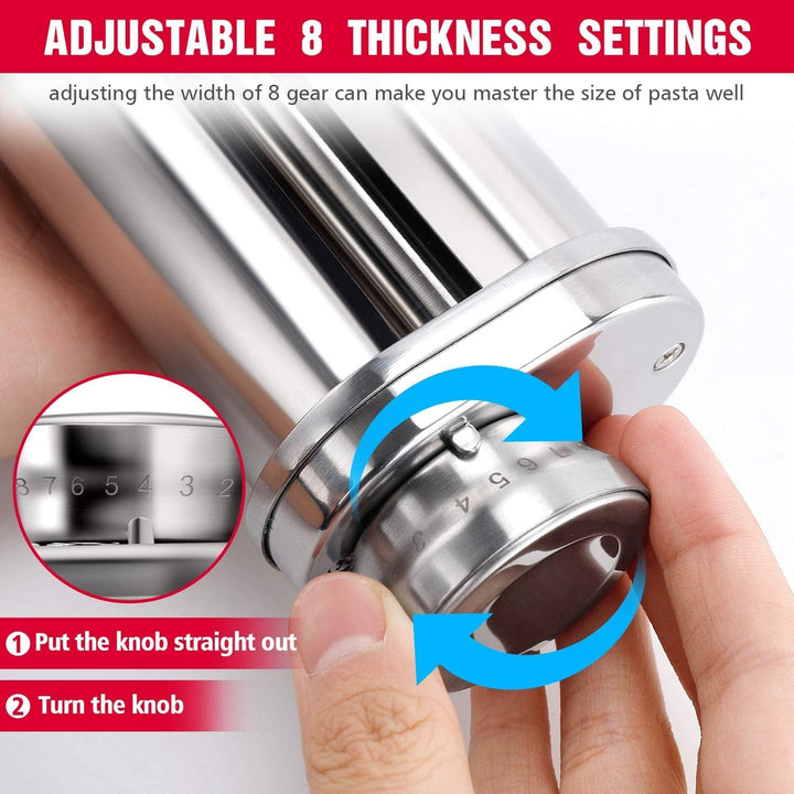 Edelstahl Nudelaufsatz für Kitchenaid Küchenmaschine, Nudelroller und Schneider für Kitchen Aid,Nude