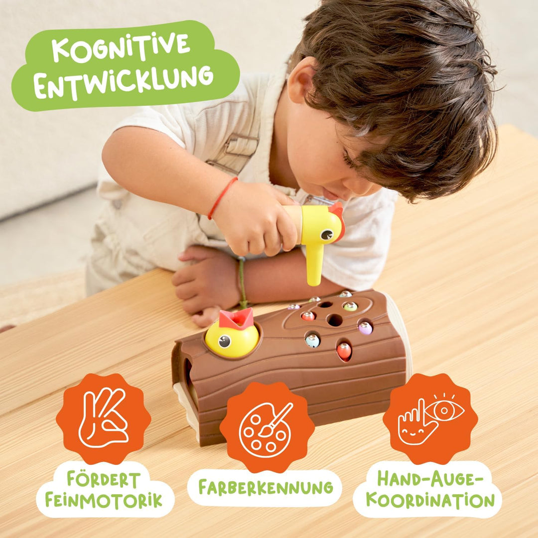 Nene Toys Kleiner Specht – Magnetisches Lernspielzeug für Kinder ab 2 Jahren – Fördert Feinmotorik u