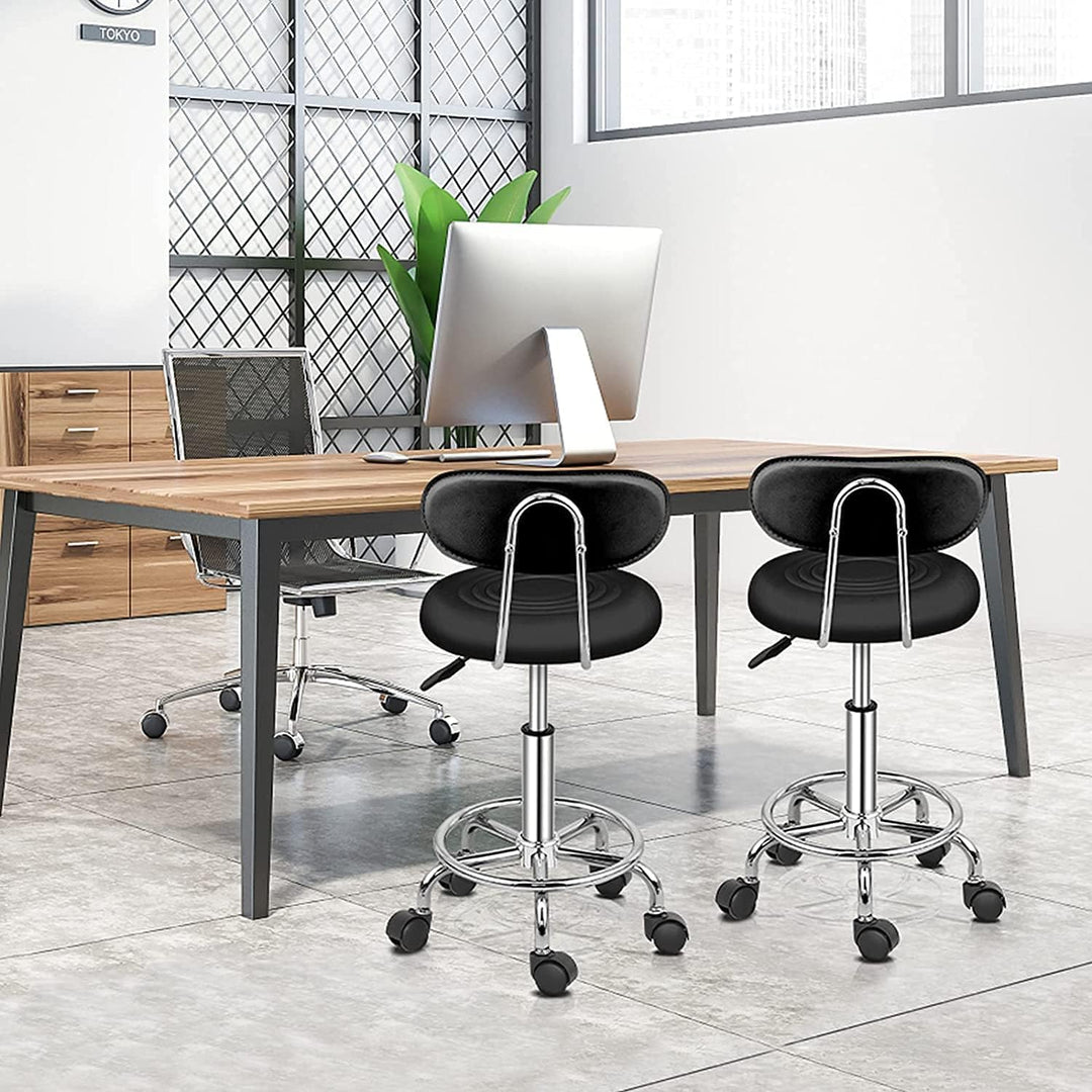 Ergonomischer Rollhocker mit Rückenlehne Arbeitshocker Drehhocker Rollhocker 360° drehbar Höhenverst