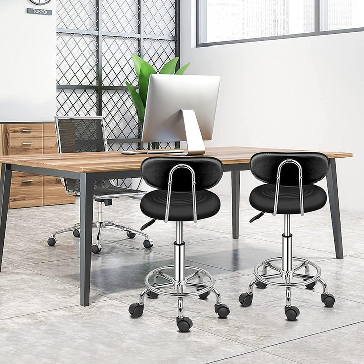 Ergonomischer Rollhocker mit Rückenlehne Arbeitshocker Drehhocker Rollhocker 360° drehbar Höhenverst