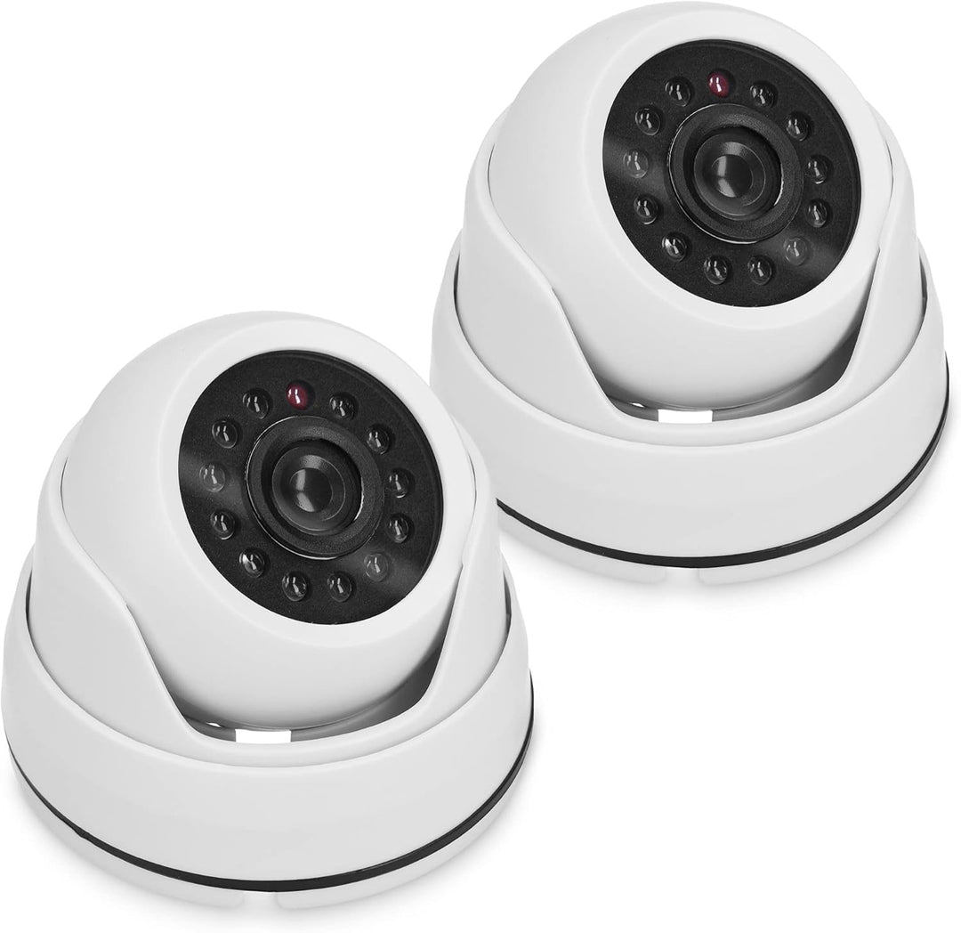 kwmobile 2X Dummy Kamera für Deckenunterbau - mit LED Licht - Dome Überwachungskamera Attrappe Set -