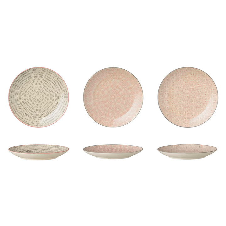 Bloomingville Teller Cécile, rosa grau, Keramik, 3er Set
