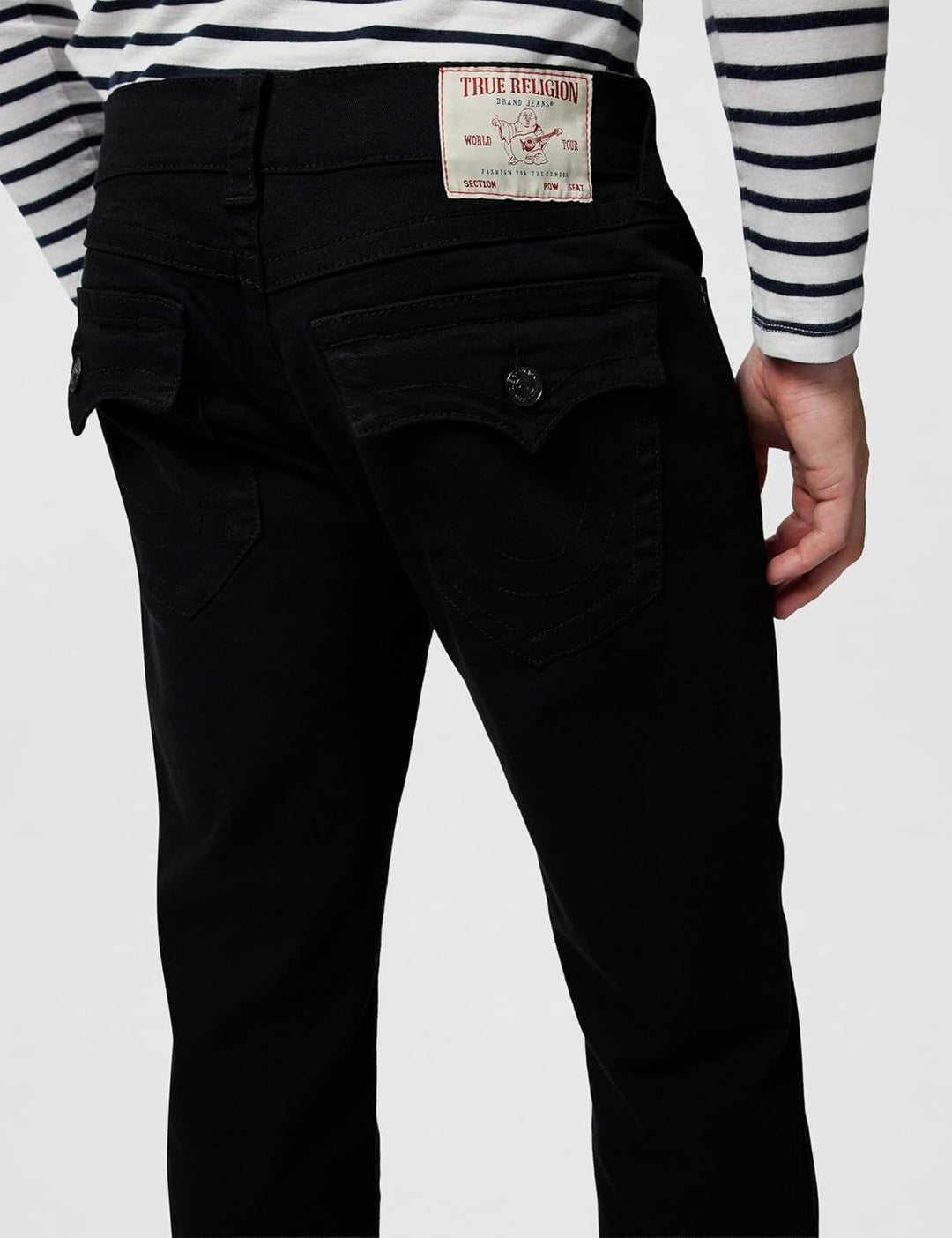 True Religion, Ricky Flap Sn, Herren-Jeans mit Schrittlänge 81,3 cm 28 Body Spülung Schwarz, 28 Body