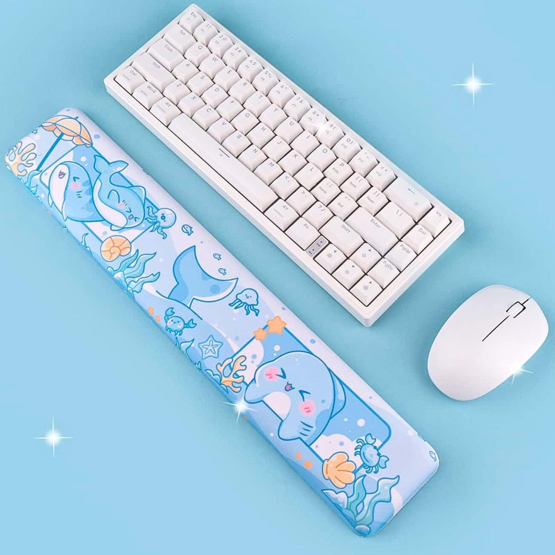 BelugaDesign Hai-Handgelenkauflage, süss, Kawaii, Pastellblau, rutschfest, für Gaming, Laptop, Tasta