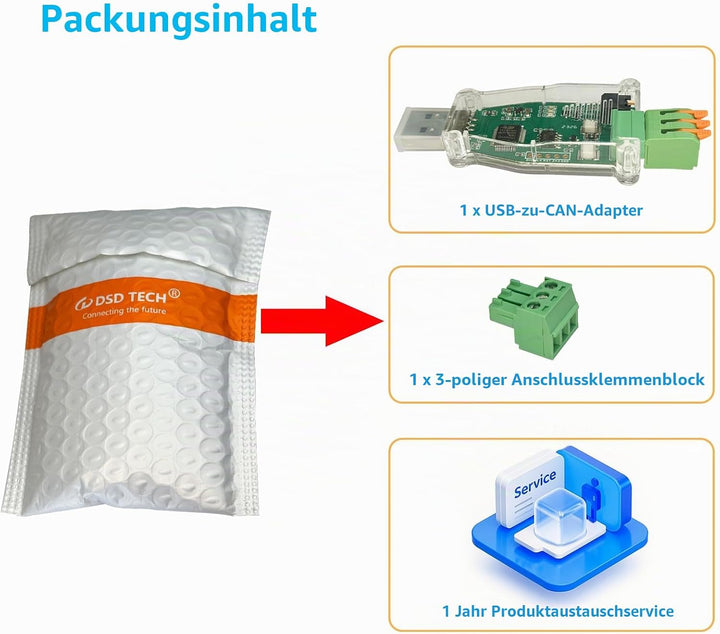 DSD TECH SH-C31A USB-zu-CAN-Adapter mit FD-Unterstützung basierend auf Canable 2.0