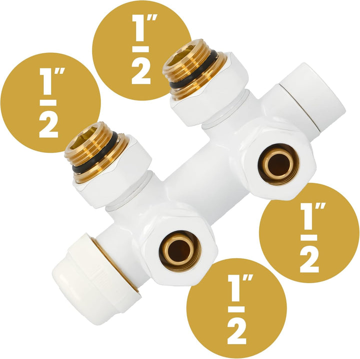 Multiblock Set Heizkörper Thermostat-Heizkörperventil-Set Eckform 1/2'' Weiss Anschlussarmatur Therm