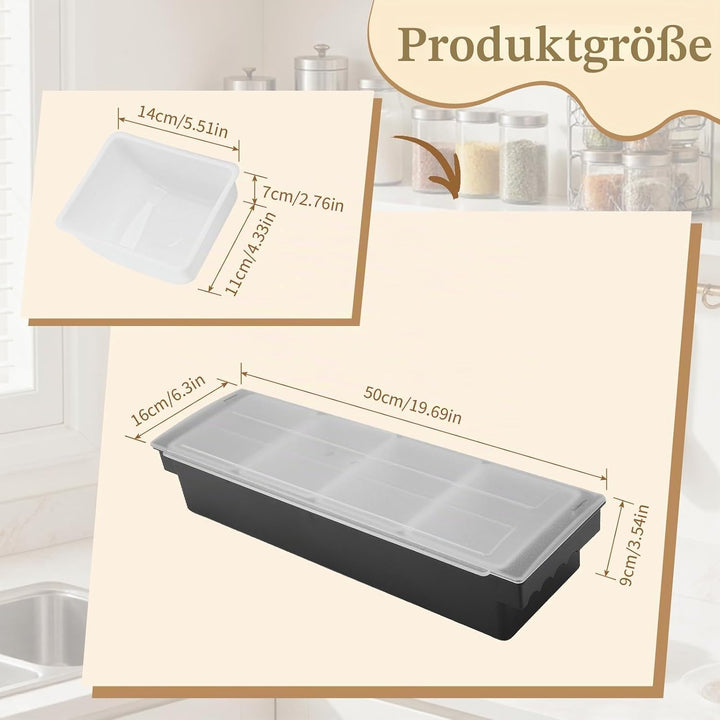 Zutatenbehälter mit Deckel, 4 Fächer Abnehmbare Obstdose, Transparenter Gewürzspender Snackteller Le