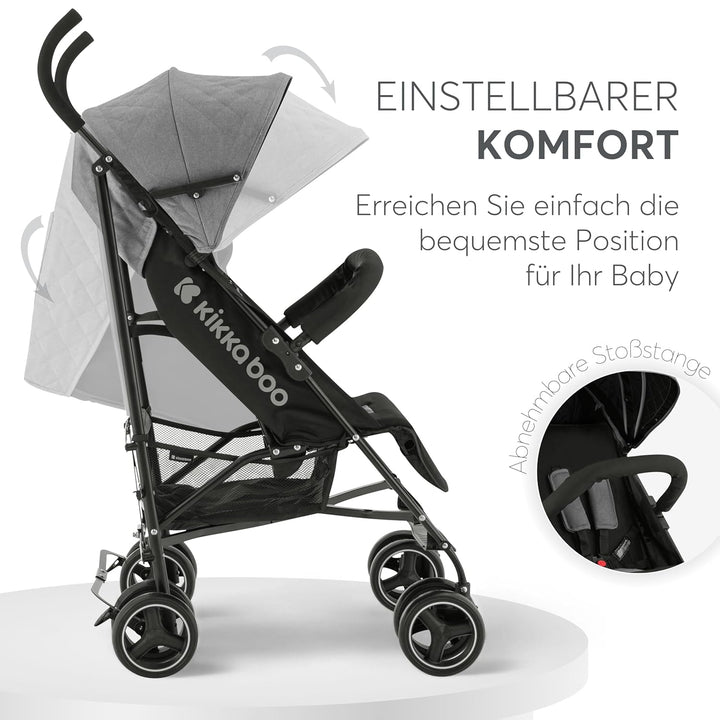 KikkaBoo BEETLE Kinderwagen, Babysportwagen bis zu 22 kg, Zusammenklappbar, Leicht, Kompakt, Grau, G