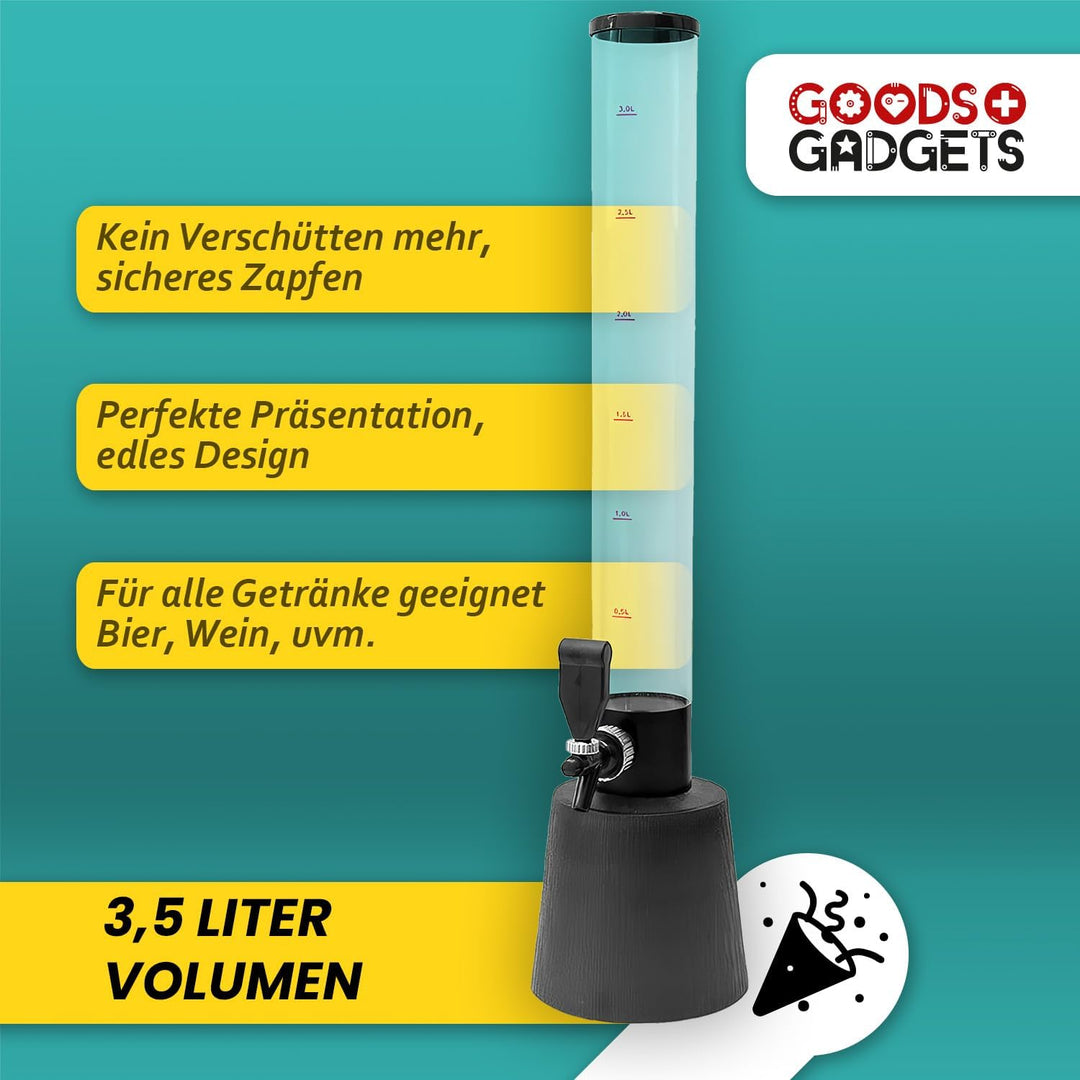 Bierzapfanlage & Biersäule 3,5L – Premium Getränkespender & Bierturm für Partys – Getränkesäule, Zap