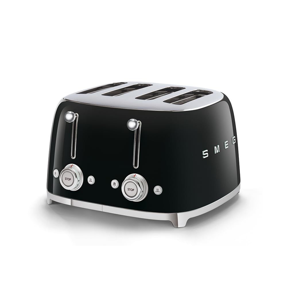 Smeg TSF03BLEU Toaster, 2000, metall, 1 Liter, Schwarz, Schwarz