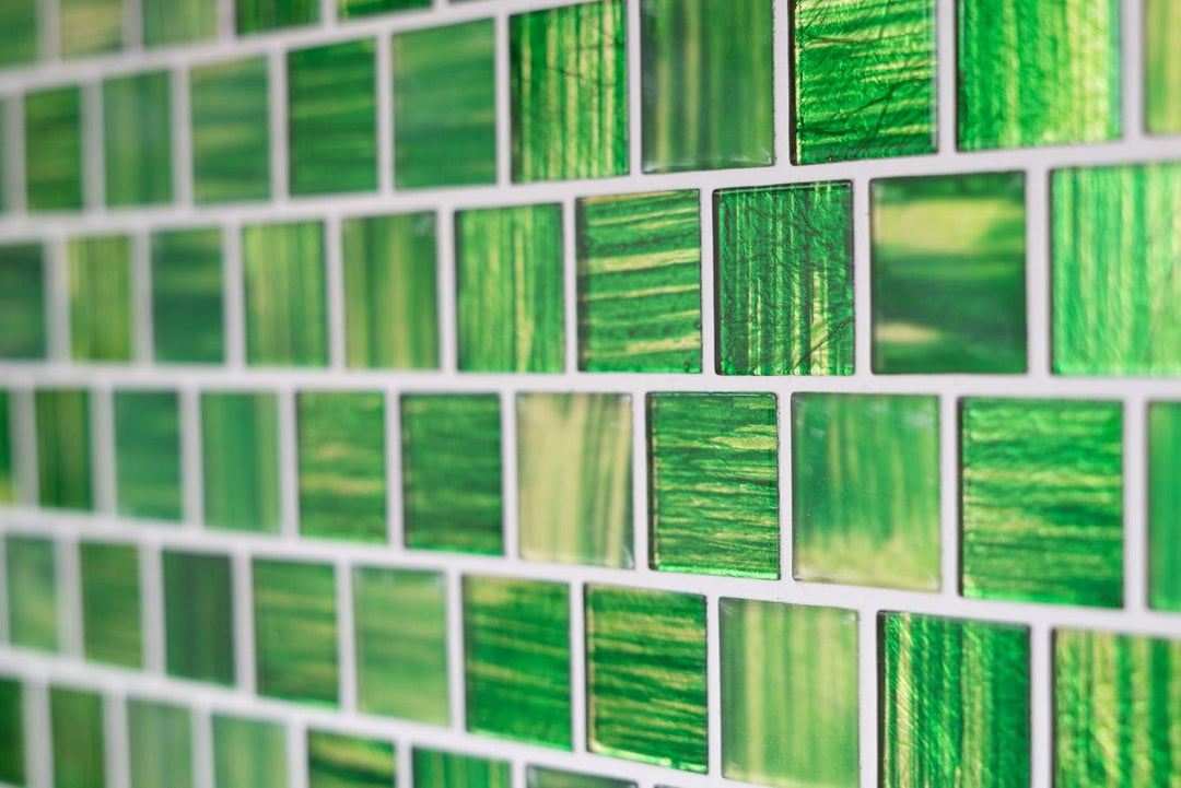 Mosaik Fliese Glasmosaik Crystal Milchglas grün klar gefrostet matt für WAND BAD WC DUSCHE KÜCHE FLI