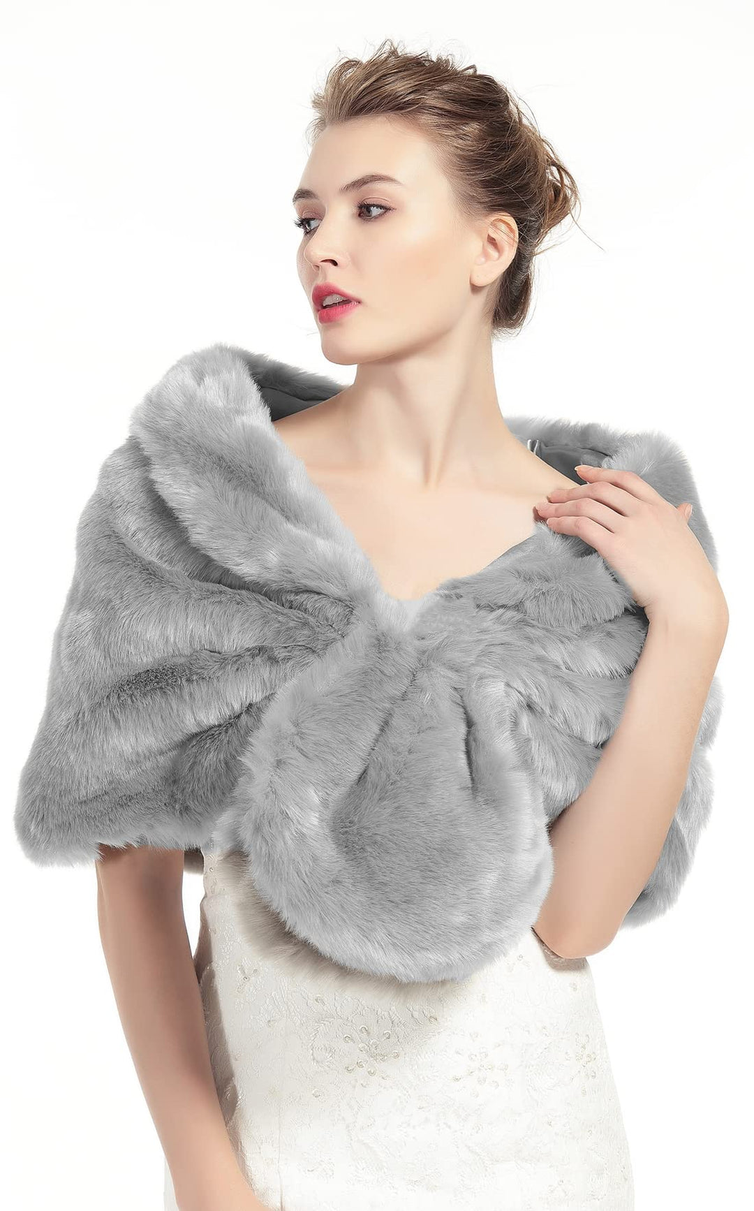 BEAUTELICATE Kunstpelz Schal Stola Damen für Frauen Festlich Bolero Hochzeit Braut Abendkleid Brauts