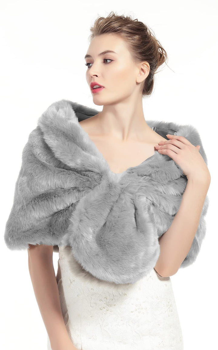 BEAUTELICATE Kunstpelz Schal Stola Damen für Frauen Festlich Bolero Hochzeit Braut Abendkleid Brauts