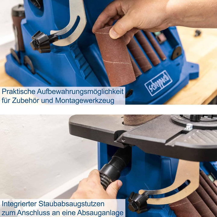 Scheppach oszillierender Spindelschleifer OSM600 | Leistung 450 Watt | Alu-Tischneigbar bis 45° | Os