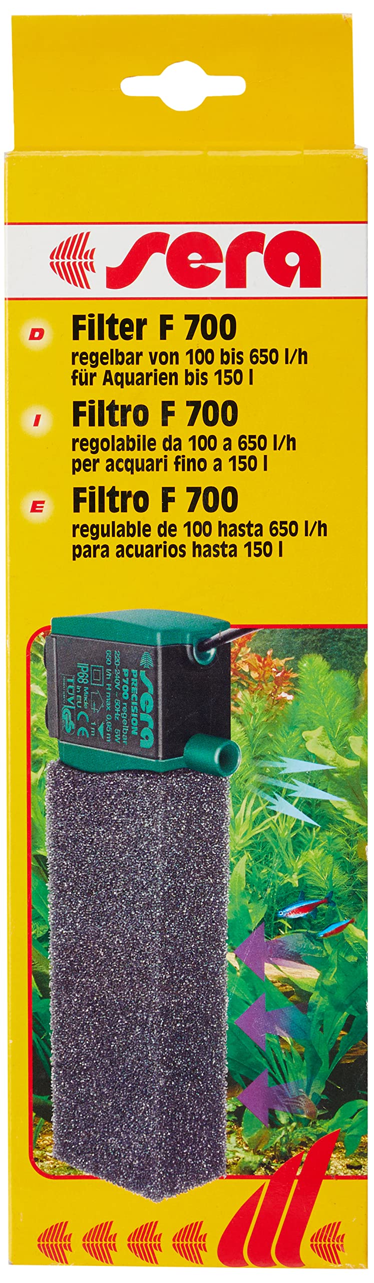 sera 6825 Innenfilter F 700 regelbar (650 l/h mit 5 Watt für Aquarien bis 150 l), F 700