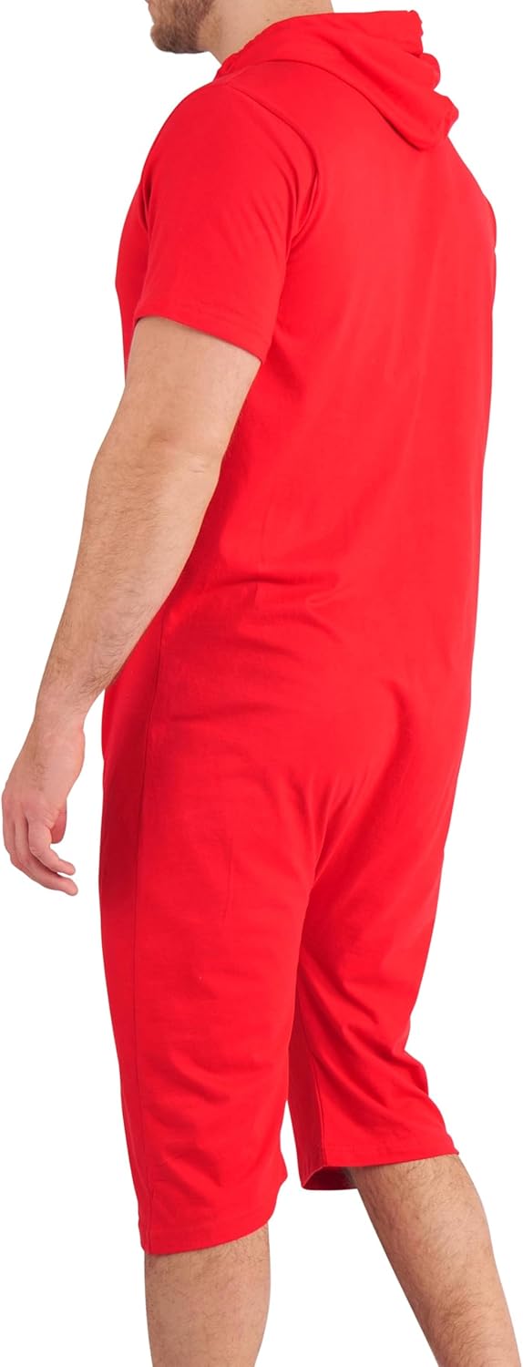 Gennadi Hoppe Herren Jumpsuit kurz Overall Einteiler Jogger für den Sommer S Slim Rot, S Slim Rot
