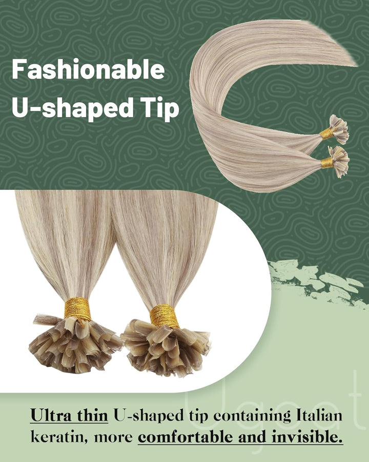Ugeat Bonding Extensions Echthaar Keratin U Tip 45cm Keratin Haarverlängerung Extensions Bonding Ges