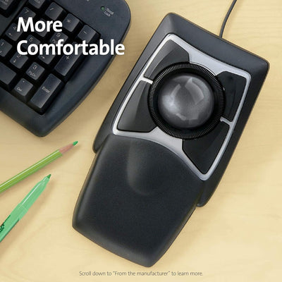 Kensington Expert Mouse Trackball, Kabelgebundene Computermaus mit Trackball & Scrollring, 55 mm Kug