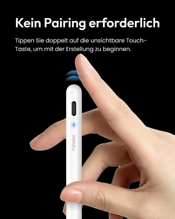 Metapen A8 Stift für iPad 2018-2024, Schnellladefunktion, Palm-Ablehnung, Pencil für Apple iPad Pro