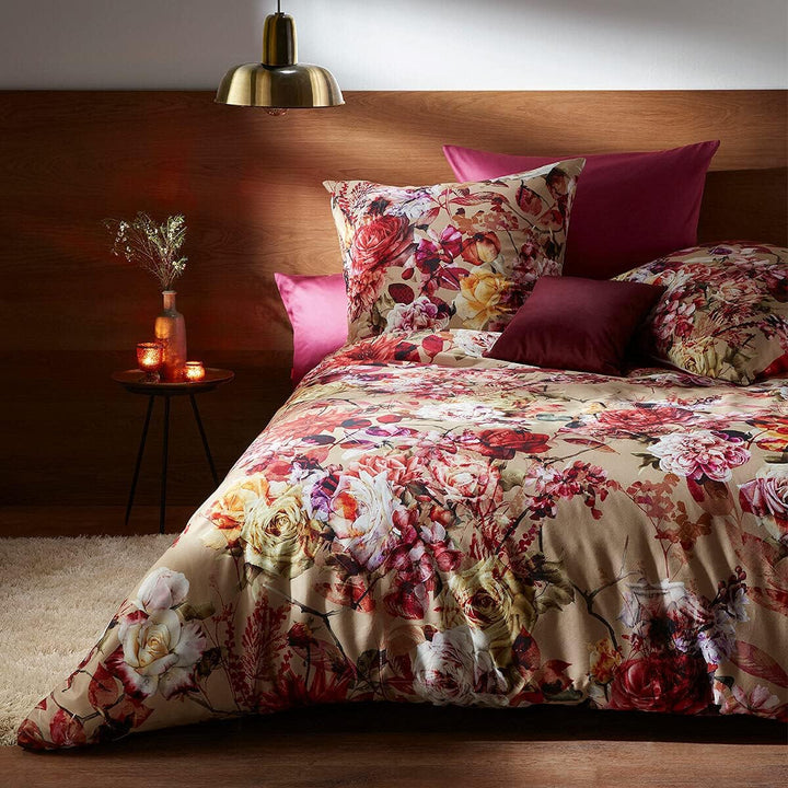 fleuresse Mako-Satin Bettwäsche Bed Art S Rosen Terracotta 1 Bettbezug 135 x 200 cm + 1 Kissenbezug