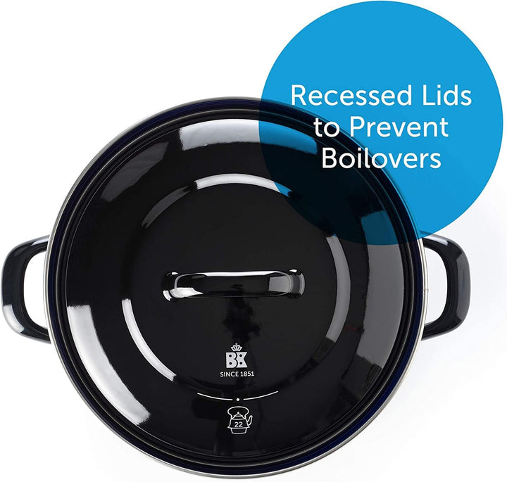 BK Indigo Holländisches Erbe Runde Deutsche Emaillierte Kasserolle mit Deckel mit PFAS-Freier Kerami