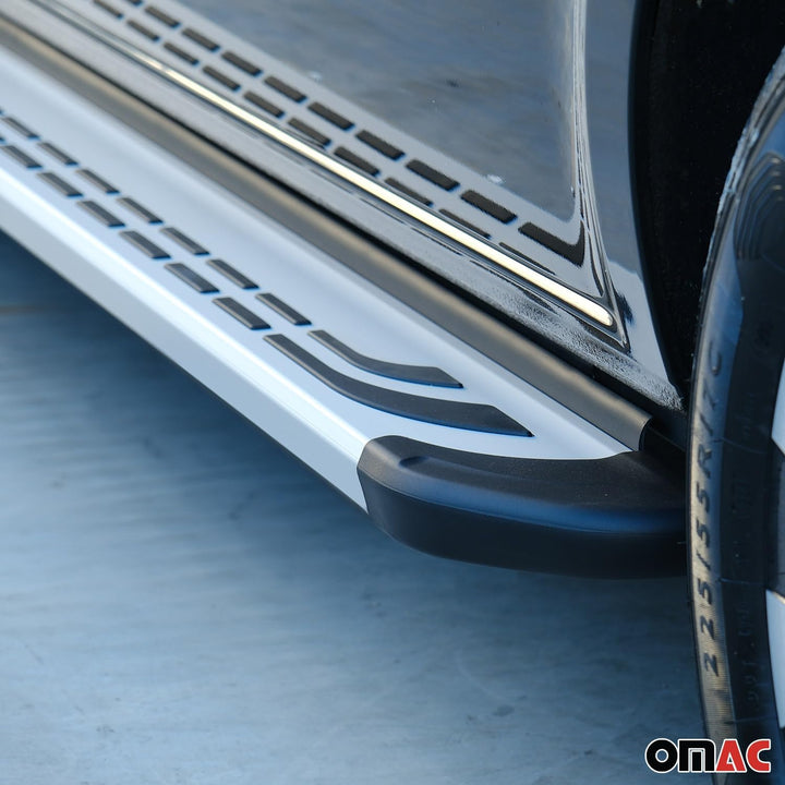 OMAC Trittbretter Seitenschweller Seitenbretter kompatibel mit Kia Sportage 3 2010-2015 Alu Grau FAB