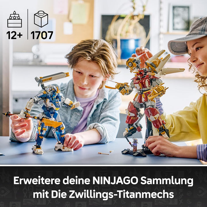 LEGO NINJAGO Die Zwillings-Titanmechs - Ninja Spielset mit 2 Actionfiguren & 3 Minifiguren inkl. Kai