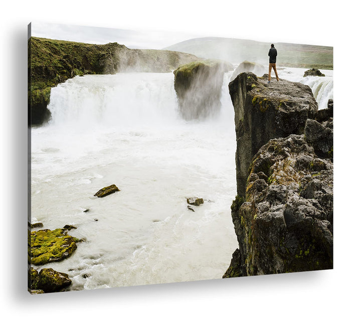 deyoli Klippen mit schönem Wasserfall im Format: 80x60 als Leinwandbild, Motiv fertig gerahmt auf Ec