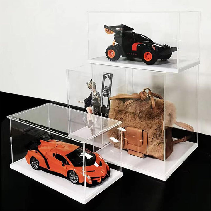 Öffne klare Acryl-Vitrine-Assemble Countertop Box mit weisser Basis, Staubschutz für Action Figuren