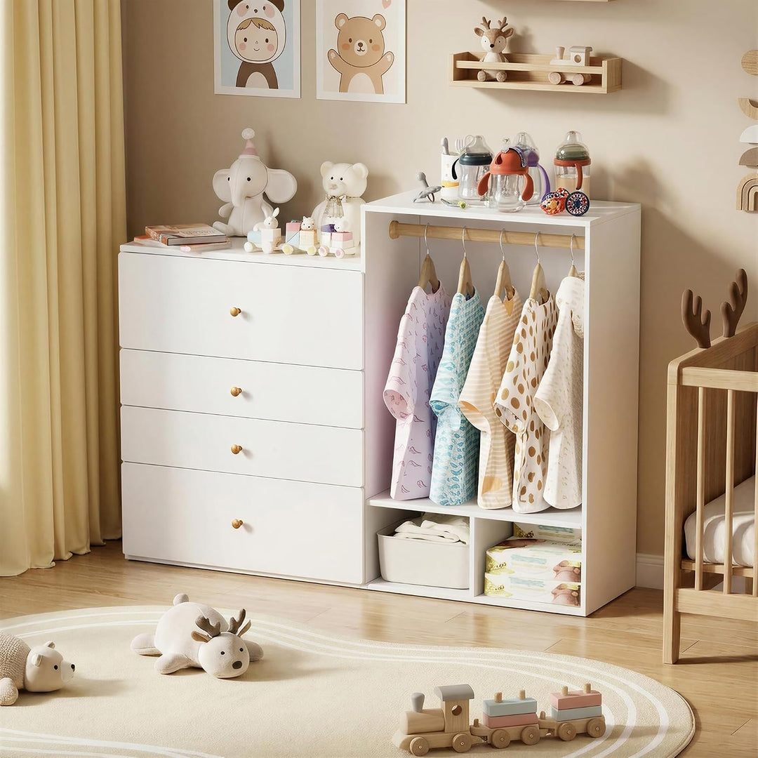 MSFE Wickelkommode Wickeltisch, Kleiderschrank Für Kinderzimmer,Vielseitiger Wickeltisch für flexibl