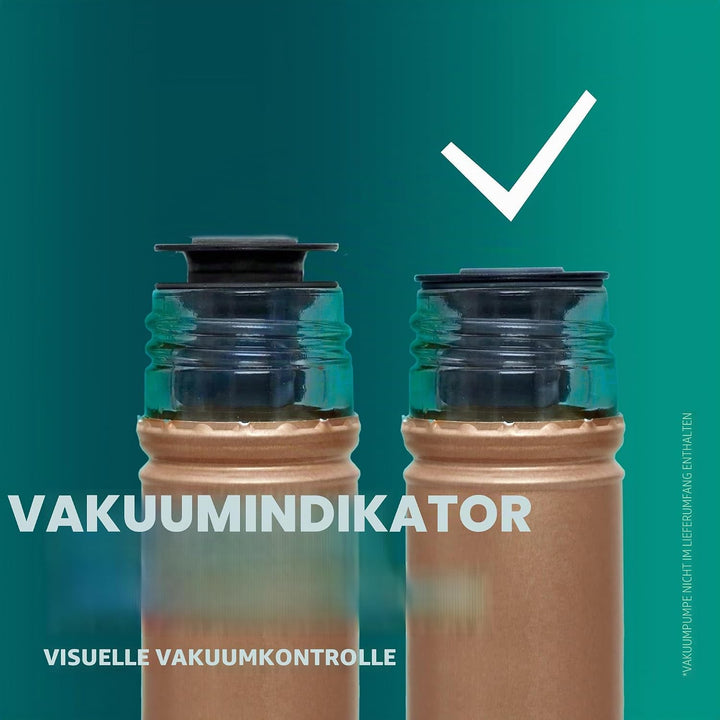 Airtender Set Extra Nanostopper (schwarz, 12-tlg. Wein Vakuum Nanostopper, Wein frisch halten, für K