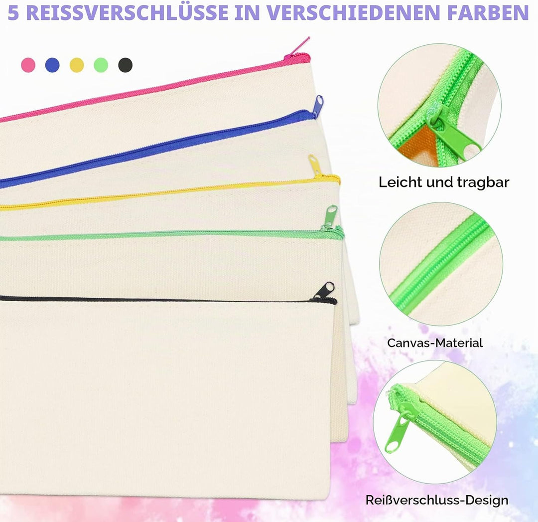 Idota 20 Stück Stoff Federmäppchen, Kindergeburtstag Basteln, Taschen zum Bemalen für Kinder mit 12