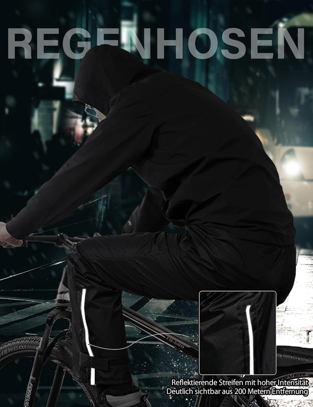 Coutyuyi Regenhose für Herren wasserdichte Leichte Winddichte Outdoorhose zum Wandern Camping Golf X